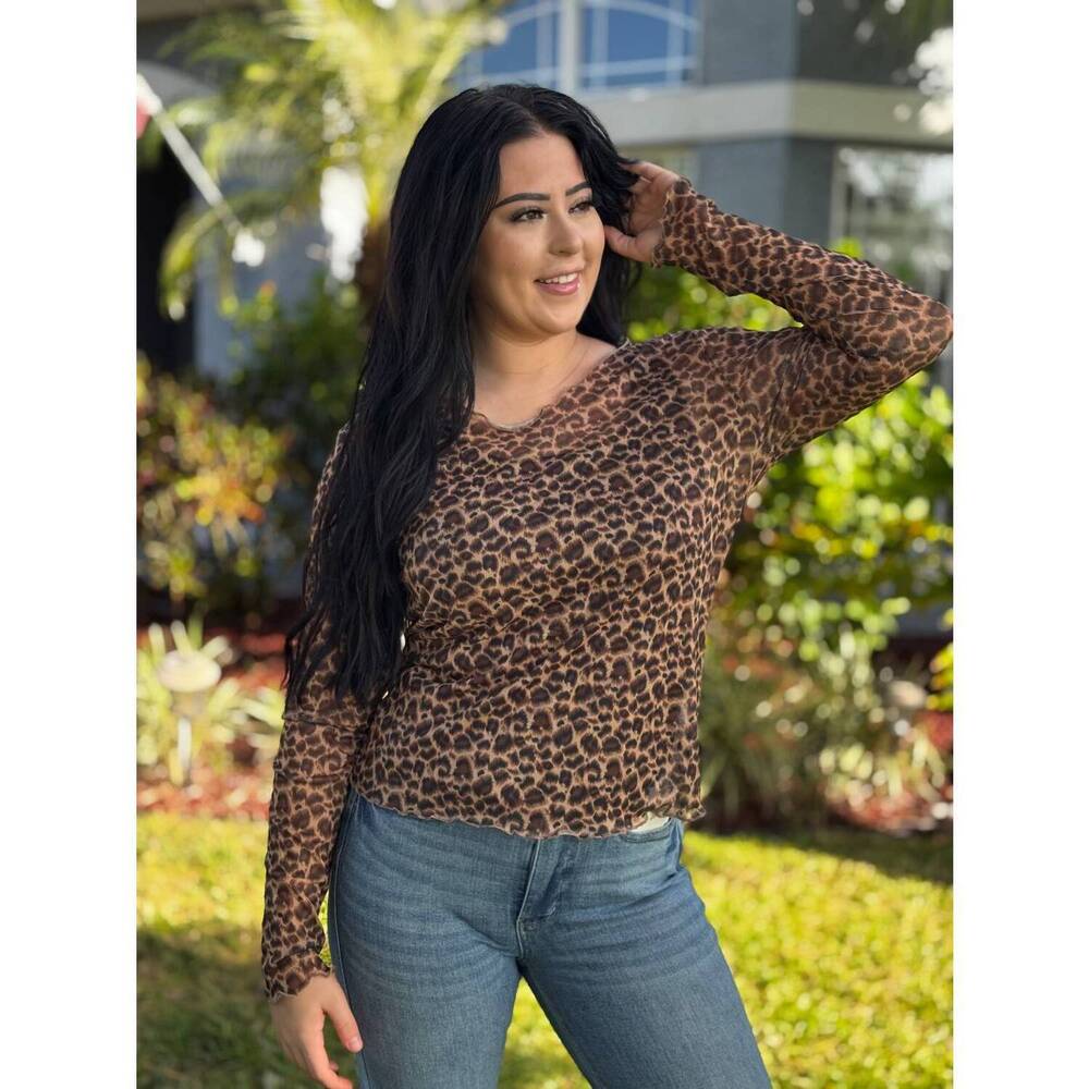 NEW SOUTHERN GRACE layered leopard top in brown